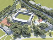 Vizualizace nov podoby stadionu ve truncovch sadech