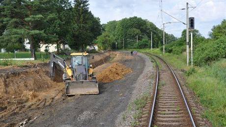 Stavba elezniního koridoru Zbiroh - Rokycany.
