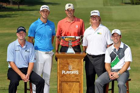 Zleva: Steve Stricker, Dustin Johnson, Matt Kuchar, Charlie Hoffman a Paul Casey, FedEx Cup 2010