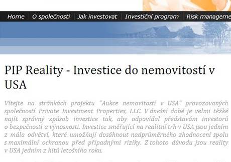 Internetové stránky Private Investment Properties