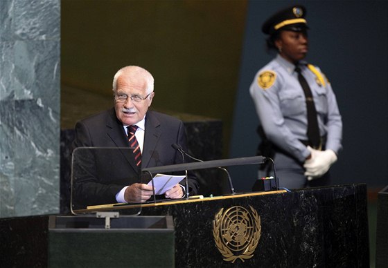 eský prezident Václav Klaus bhem svého projevu ped Valným shromádním OSN. (25. záí 2010)