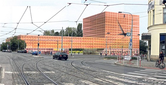 Návrh budovy pro radnici v Praze 8 na Palmovce.