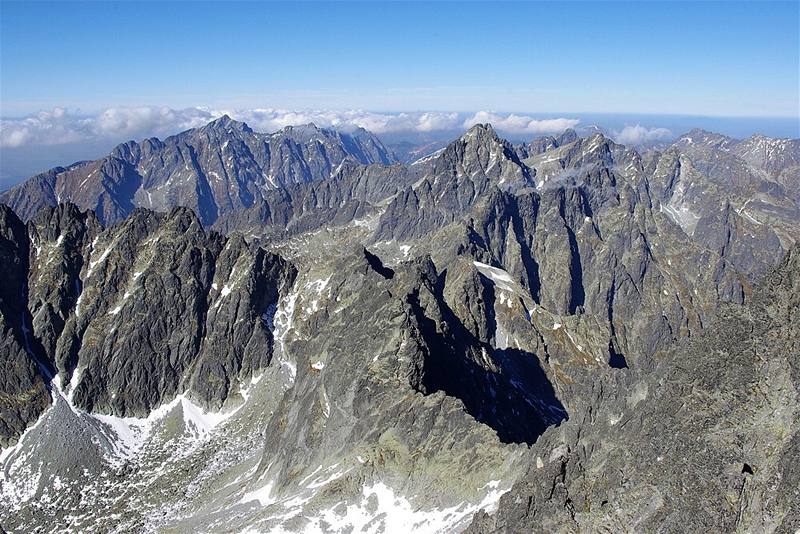 Na Gerlachovském títu. Výhledové panorama smrem k západu