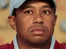 Tiger Woods na tiskov konferenci ped Ryder Cupem.