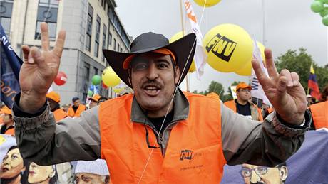 Protesty proti úsporným opat�ením v Bruselu (29. zá�í 2010)