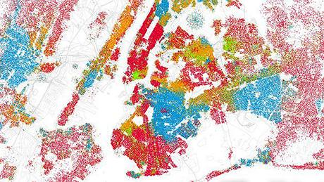 Rasová mapa New Yorku.