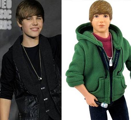 Justin Bieber a jeho plastový dvojník 