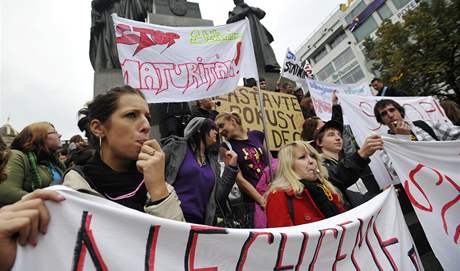 Studentská demonstrace proti státním maturitám. (5. íjna 2010)