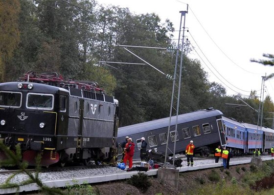 Vykolejený vlak u norsko-védské hranice
