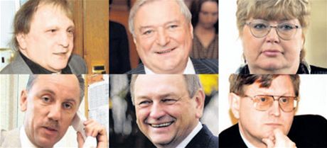 Vracejí se do politiky. Zleva Ivan Maek, Miroslav louf, Jana Volfová, Robert Voká, Jan Kasal, Pavel Tollner.