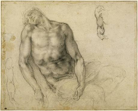 Michelangelo Buonarroti: Studie k utrpen Krista a dv skici prav ruky