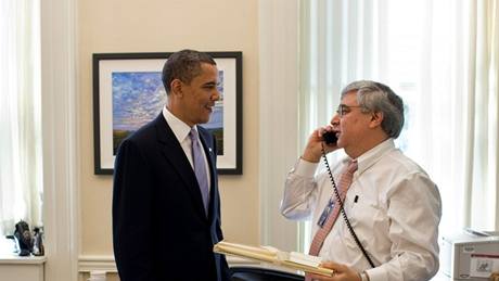 Prezident Barack Obama s Petem Rousem v Západním kídle Bílého domu (15. dubna 2010)