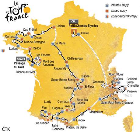 Trasa 98. ronku
Tour
de France