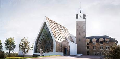 Návrh kostela v eranech architekta Michaela Klanga.