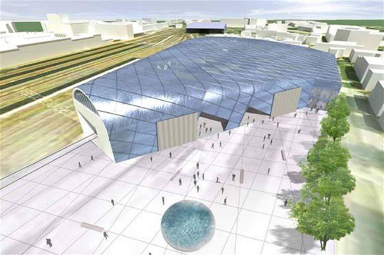 Návrh hlavní haly plánovaného železničního muzea v Olomouci, které má vzniknout za stovky milionů vedle současného nádraží.