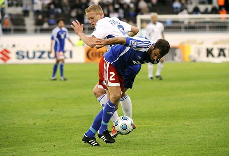 Fotbalov reprezentant Lichtentejnska Marco Ritzberger v utkn proti Finsku.