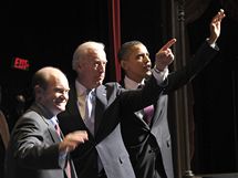 Demokratick kandidt do Sentu Rick Coons, Barack Obama a Joe Biden (15. jna 2010) 