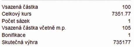 Tiket, na kter� s�zka� na internetu vyhr�l p�es 700 tis�c korun.