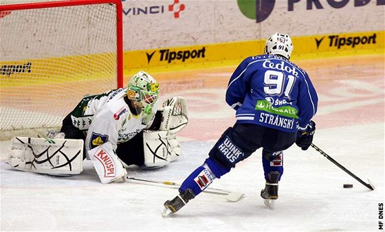 Jan Stránský v nájezdu jet v plzeském dresu.