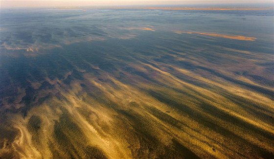 V delt Mississippi se vytvoila tykilometrová hndá skvrna