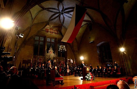 Prezident Václav Klaus zahájil ceremoniál tradiním projevem.