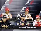 Hamilton, Alonso, Webber, Button a Vettel. Pt adept na titul mistra svta 2010 ti závody ped koncem sezony a éf seriálu formule 1.