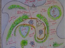 Plánek ostrova Spiral Island, který tvarem připomíná turbínu