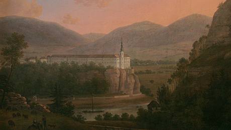 Obraz Dínského zámku od Carla Graffa z let 1774- 1832.