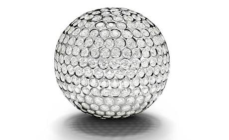 Nejdraí golfový míek na svt je vyrobený z bílého zlata osazeného 409 bílými diamanty nejvyí kvality. Jeho cena je dvacet milion korun.