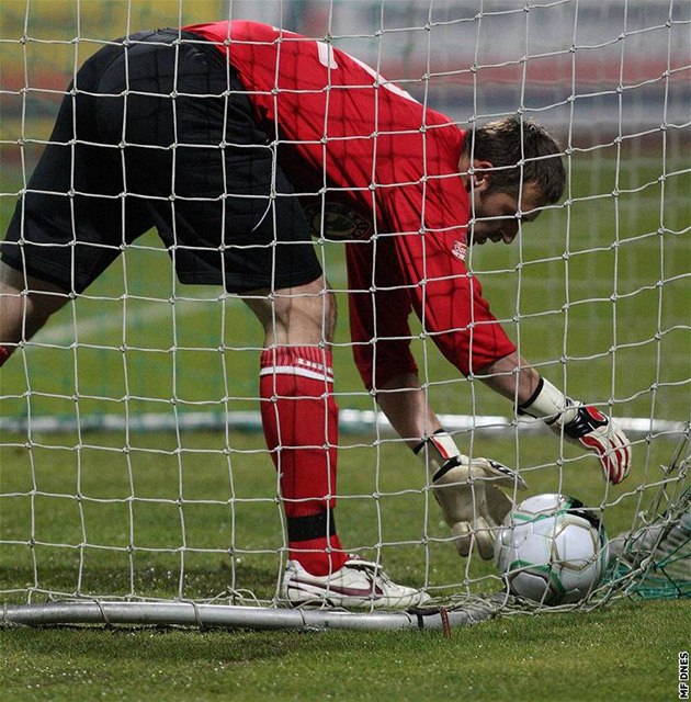 Mladoboleslavský branká Jan eda poté, co udlal koláckou chybu a v Jablonci inkasoval.