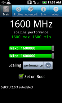 Samsung Galaxy S petaktovn na 1.6 GHz