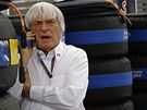 Bernie Ecclestone i po osmdesátce rozdává píkazy v padoku formule 1.