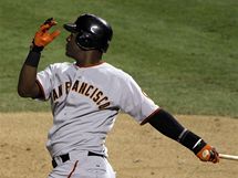 Edgar Renteria ze San Franciska Giants odpaluje