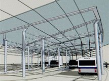 Vizualizace novho dopravnho terminlu v Jihlav, kter m spojit vlakov a autobusov ndra.