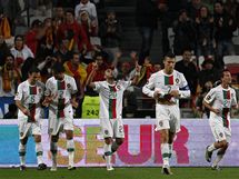 PORTUGALSK RADOST Portugalci v ele s kapitnem Cristianem Ronaldem slav jedeen ze ty gl v ppravnm utkn proti panlsku.