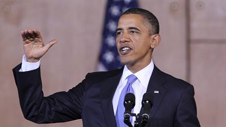 Barack Obama p�i projevu na University of Indonesia (10. listopadu 2010)