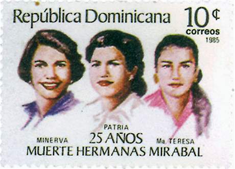 Sestry Mirabalovy na potovní známce Dominikánské republiky.