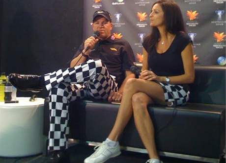 John Daly s ptelkyn Annou Cladakisovou na tiskov konferenci ped loskm Australian Open.