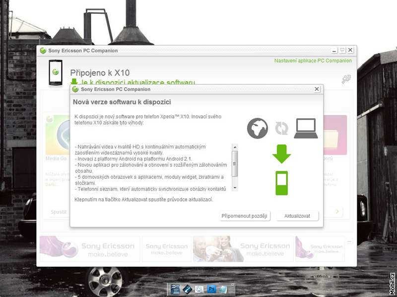 Update telefon Sony Ericsson ady Xperia X10 na Android 2.1