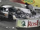 Havárie Fina Kovalainena s vozem Audi R8 pi Závod ampion v Düsseldorfu