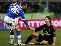 POJ, VSTVEJ. Hr Sampdorie Janov Daniele Gastaldello zved Zlatana Ibrahimovie z AC Miln. 