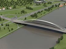 Vizualizace nového mostu spojujícího Holešovice a Troju