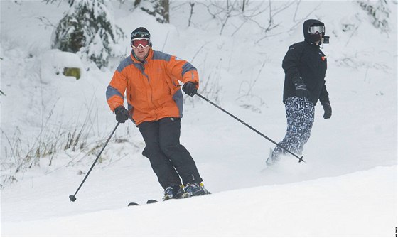 Na šumavském Špičáku se lyžovalo i na Štědrý den.
