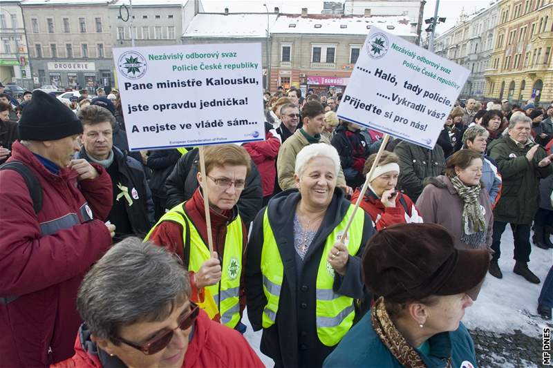 Demonstrace zaměstnanců veřejného sektoru v Plzni