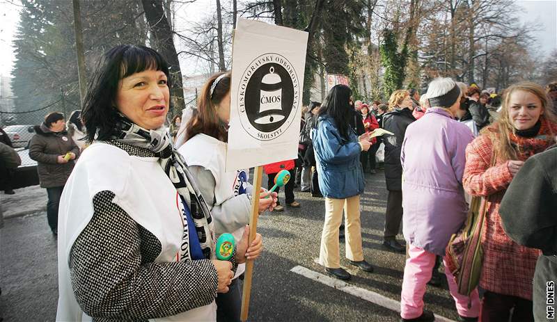 Demonstrace pi stávce zamstnanc veejného sektoru v eských Budjovicích