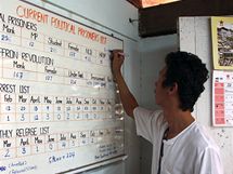 Aung Myo Thein u tabule, kde AAPP registruje poet politickch vz