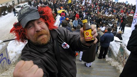 Demonstrace odbor na Palackého námstí v Praze. (8. prosince 2010)