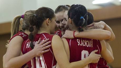 Radost volejbalistek Olympu Praha