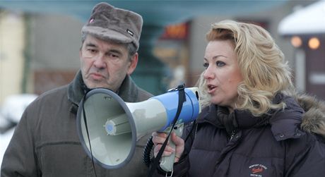 Hereka Eva Vejmlkov na demonstraci proti spalovn v Karvin. (17. prosince 2010)