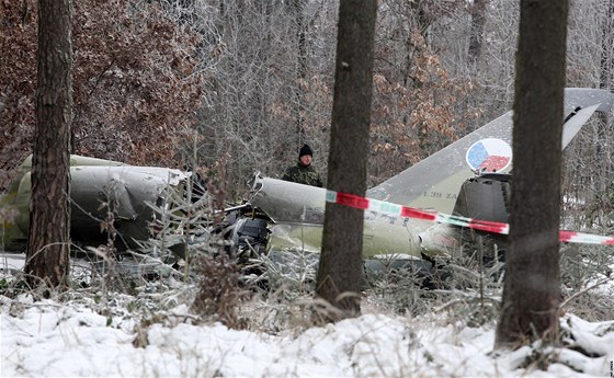 Vyetování pádu vojenského letadla L-39 u Biskupic na Tebísku. (17. 12. 2010)